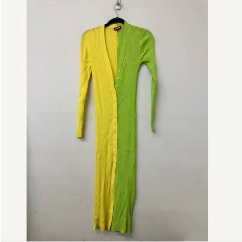 STAUD Two Tone Dress in Yellow and Lime
